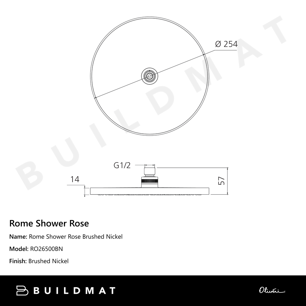 Oliveri Rome Shower Rose Brushed Nickel