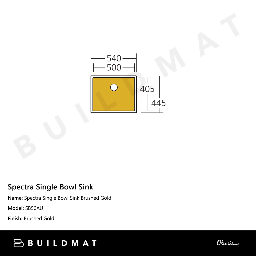 Oliveri Spectra Single Bowl Sink Brushed Gold