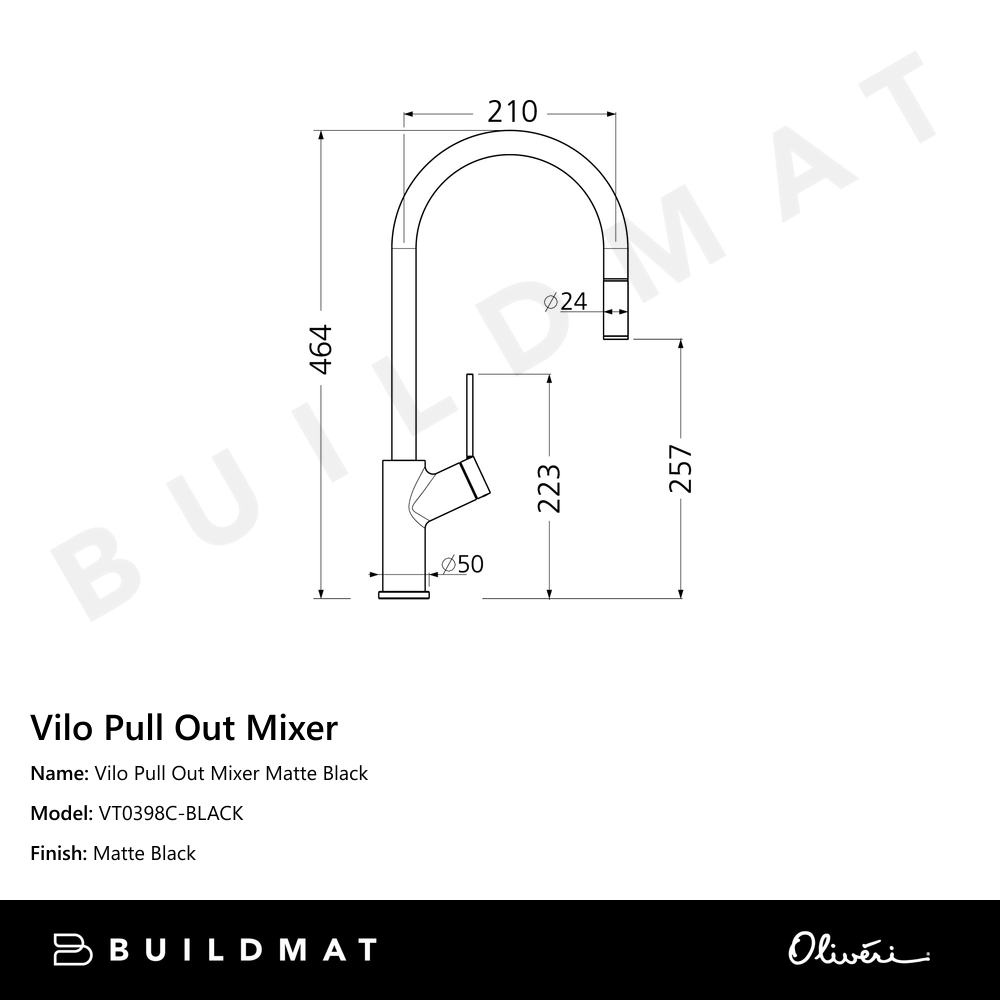Oliveri Vilo Pull Out Mixer Matte Black