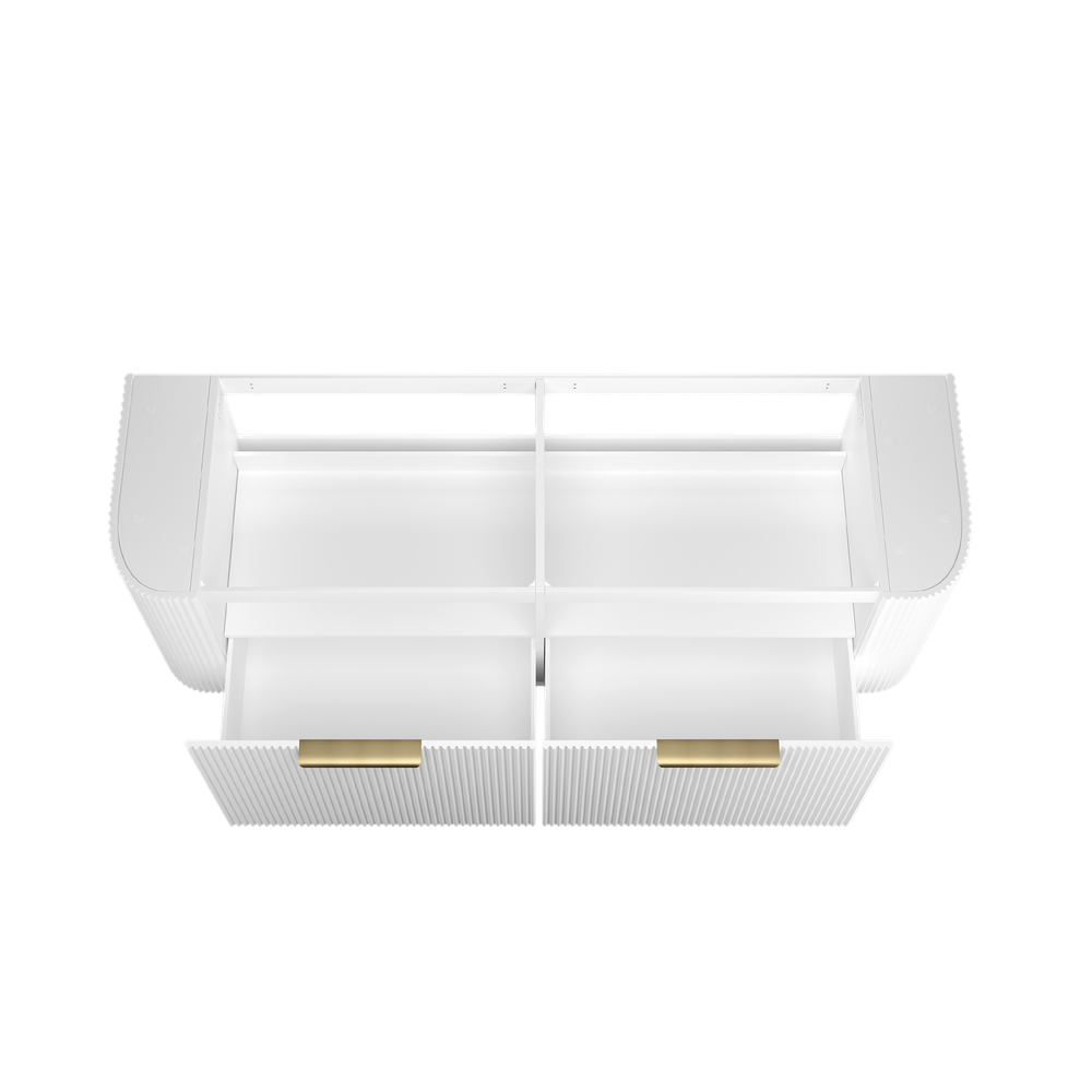 Otti Bondi 1500mm Satin White Fluted Wall Hung Curve Vanity