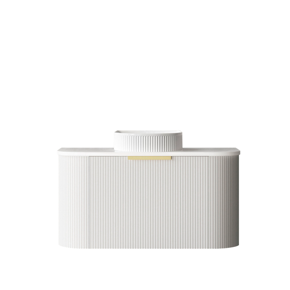 Otti Bondi 900mm Satin White Fluted Wall Hung Curve Vanity