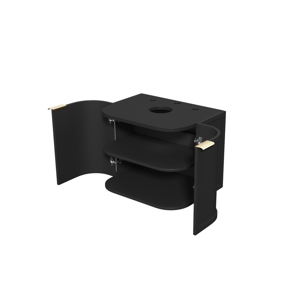 Otti Hampshire 600mm Satin Black Wall Hung Curve Vanity