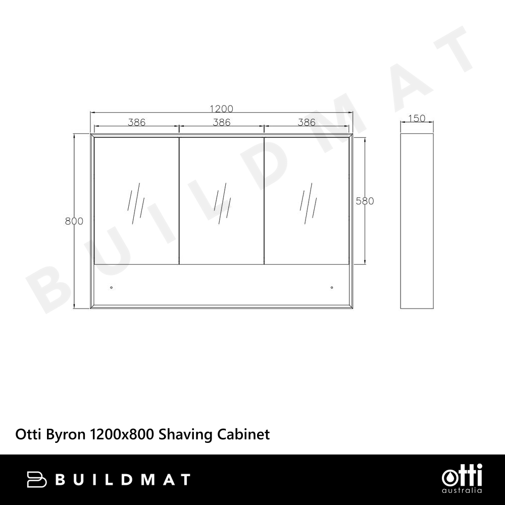 Otti Byron 1200mm Natural Oak Shaving Cabinet