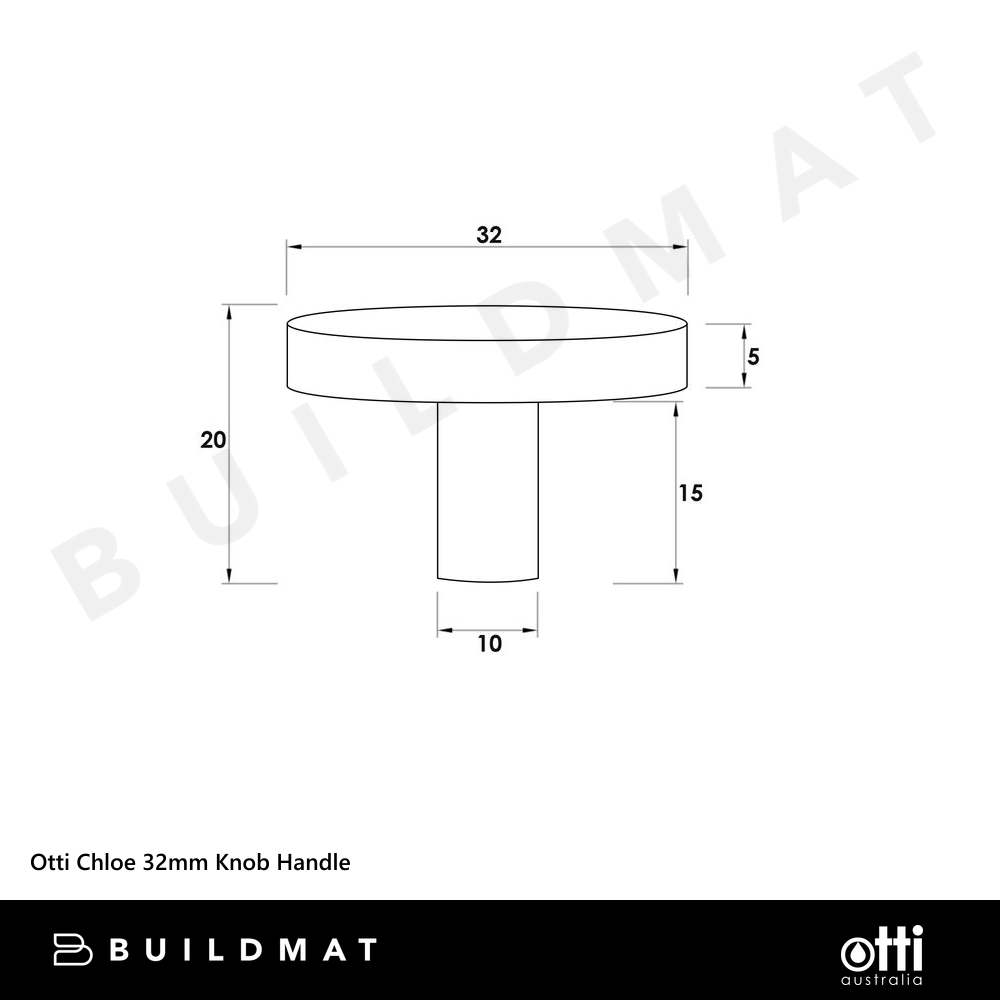 Otti Chloe 32mm Knob Handle Matte Black