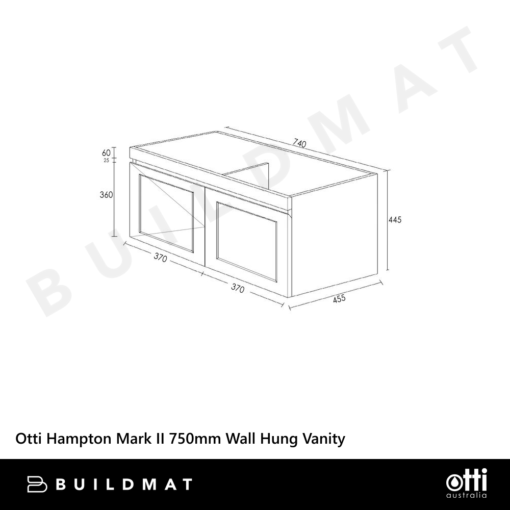 Otti Hampton Mark II 750mm Satin White Wall Hung Vanity with Natural Carrara Marble Top and Undermount Basin