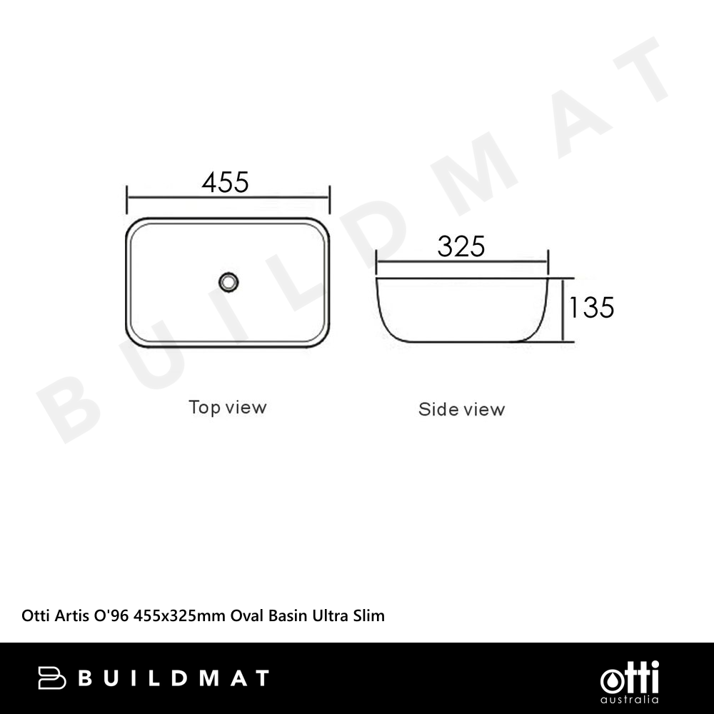 Otti Artis O'96 455x325mm Oval Basin Ultra Slim Matte Black