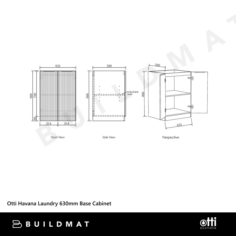 Otti Havana Sable Walnut Laundry Base Cabinet 630mm