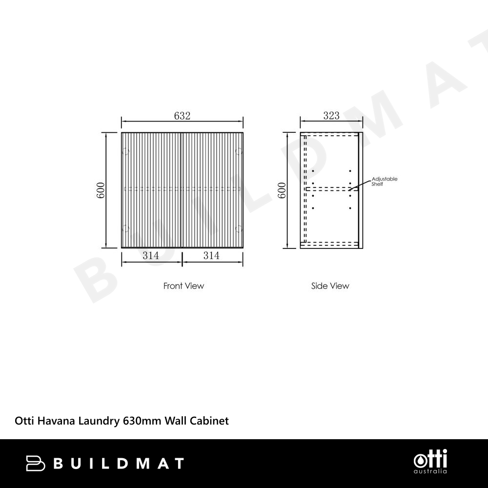 Otti Havana Sable Walnut Laundry Wall Cabinet 630mm