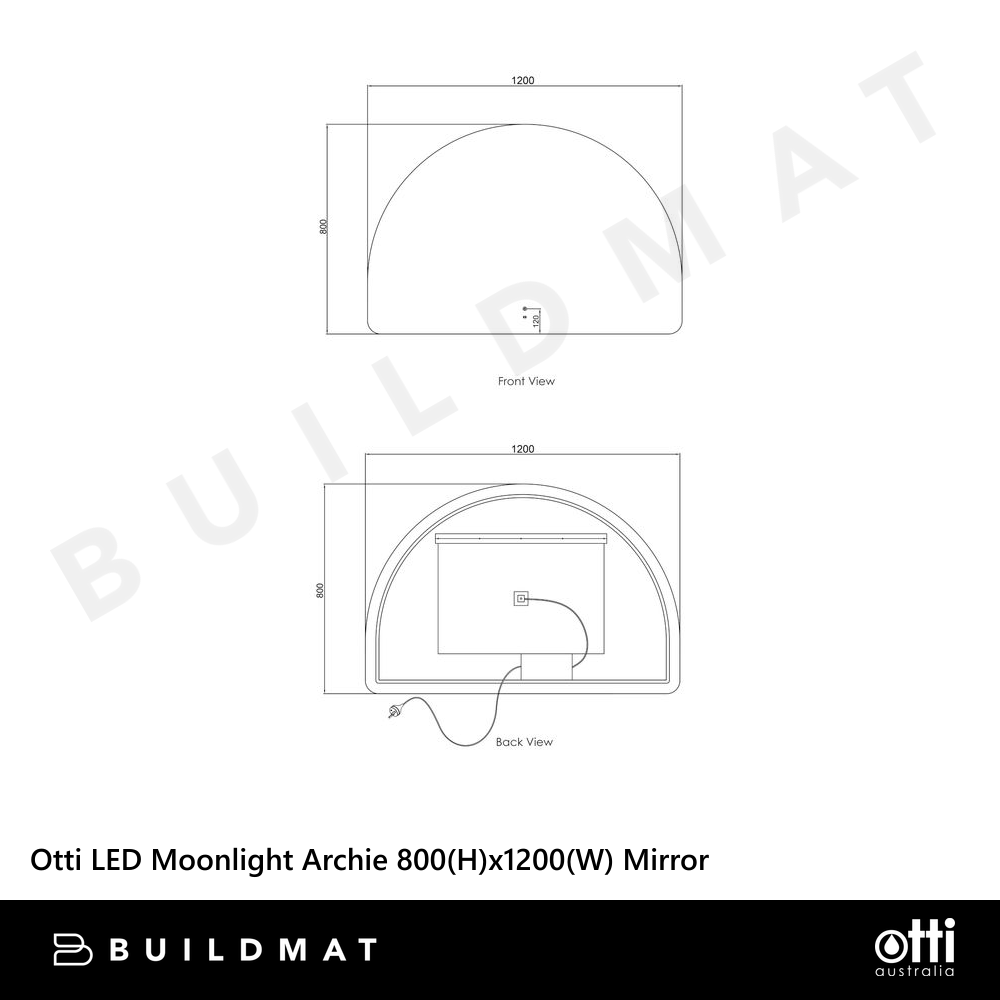 Otti LED Moonlight Archie 800mm Frameless Mirror