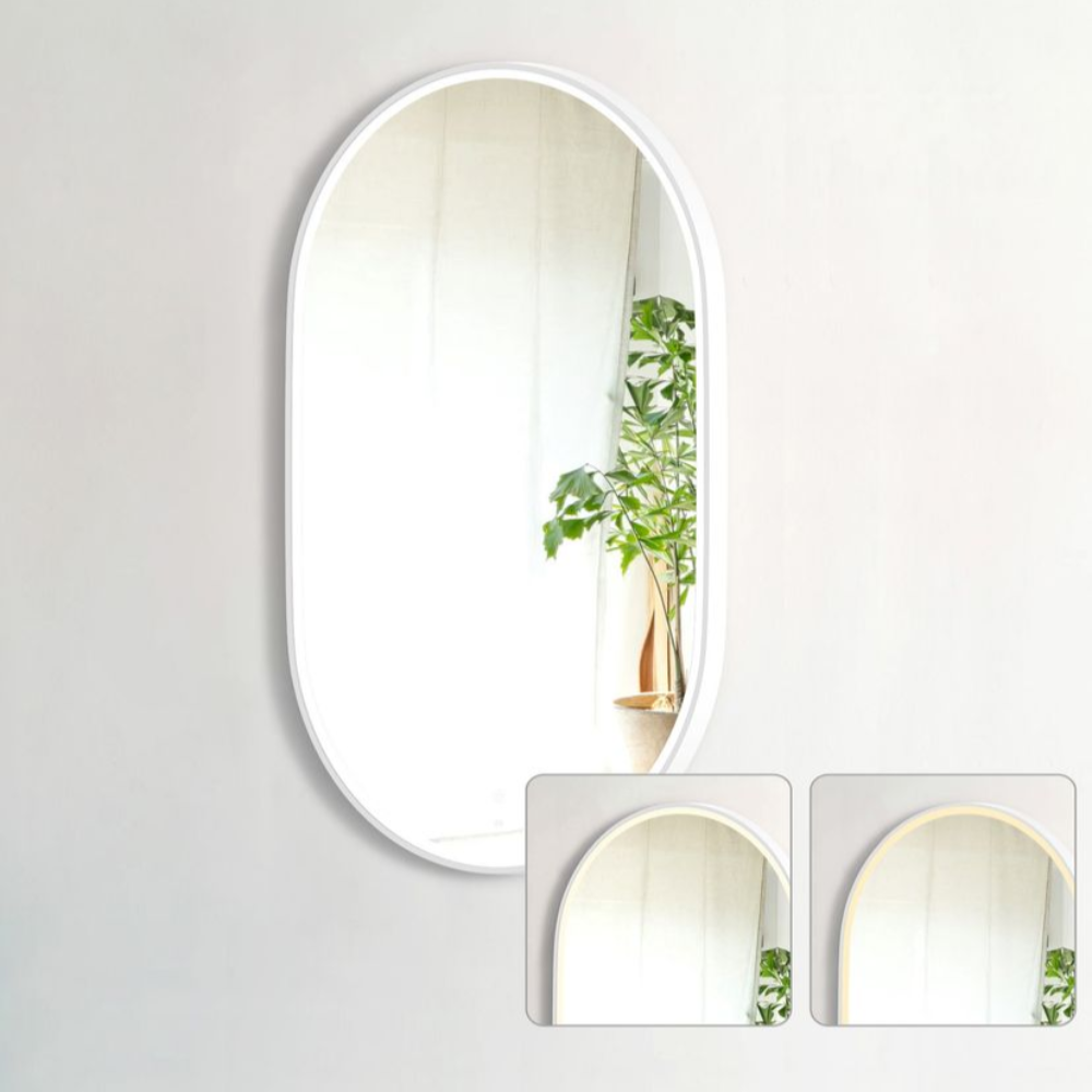 Otti LED Noosa 900mm White Metal Frame Mirror Install Horizontal or Vertical