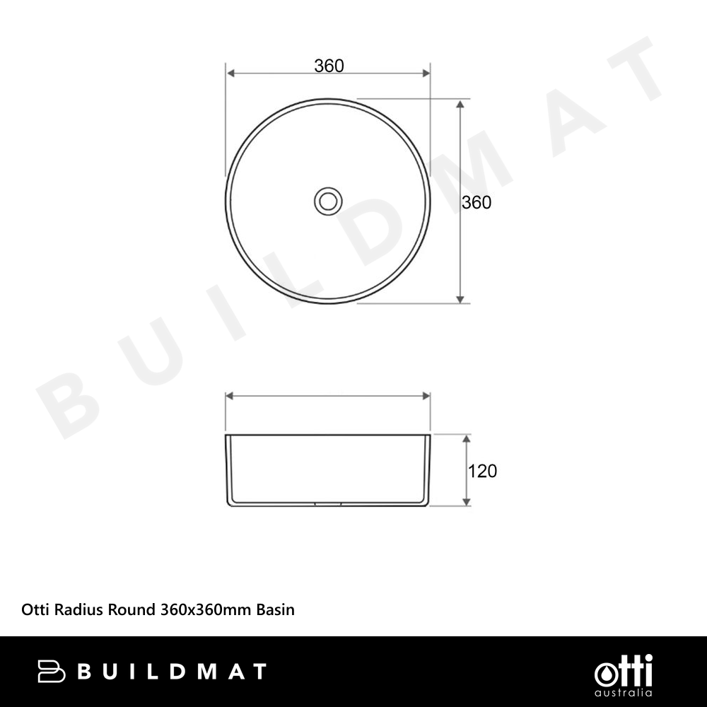 Otti Radius Round 360x360mm Basin Gunmetal
