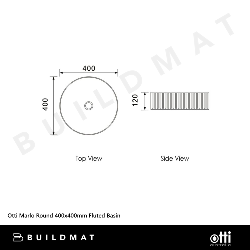 Otti Marlo Round 400x400mm Fluted Basin Matte Black