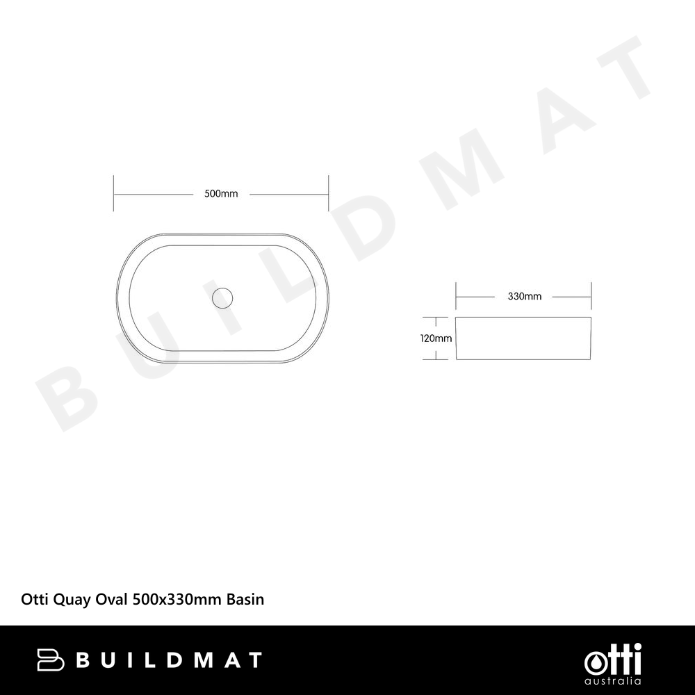 Otti Quay Oval 500x330mm Basin Matte Grey