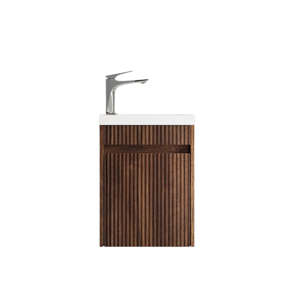Otti Mini Ensuite 400mm Sable Walnut Fluted Wall Hung Vanity