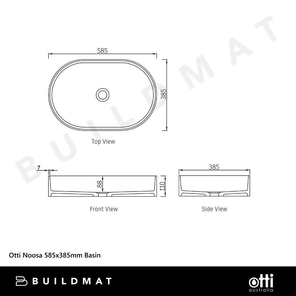 Otti Noosa 585x385mm Basin Matte White