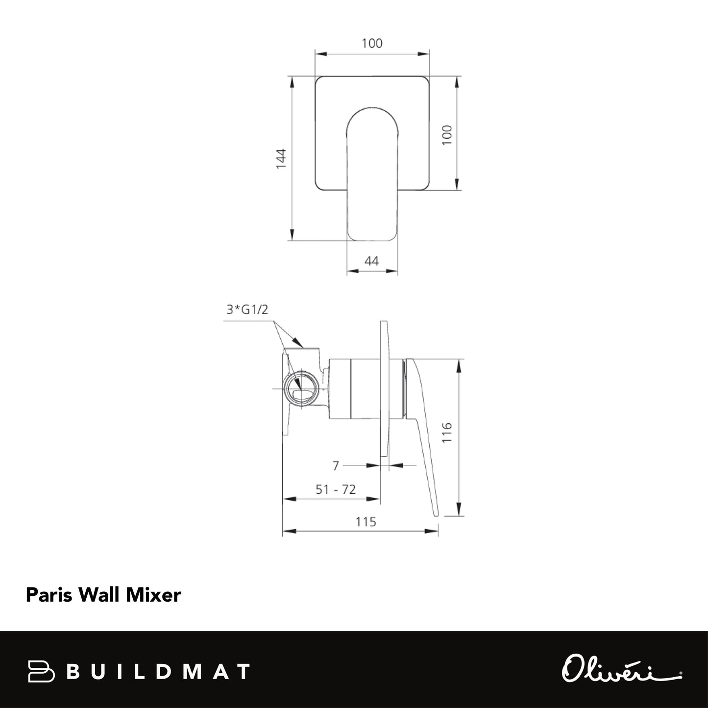 Oliveri Paris Wall Mixer Lead Free Chrome