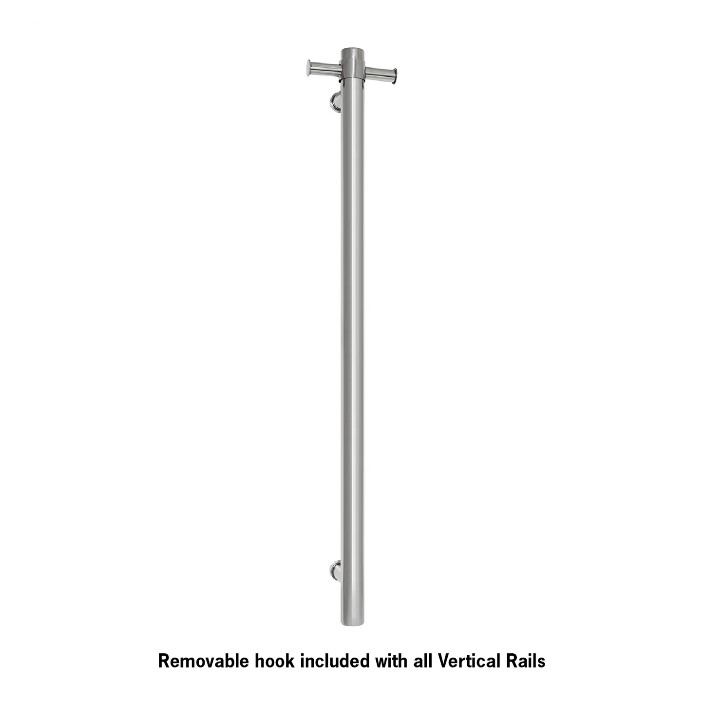 VS900H Straight Round Vertical Single Heated Towel Rail