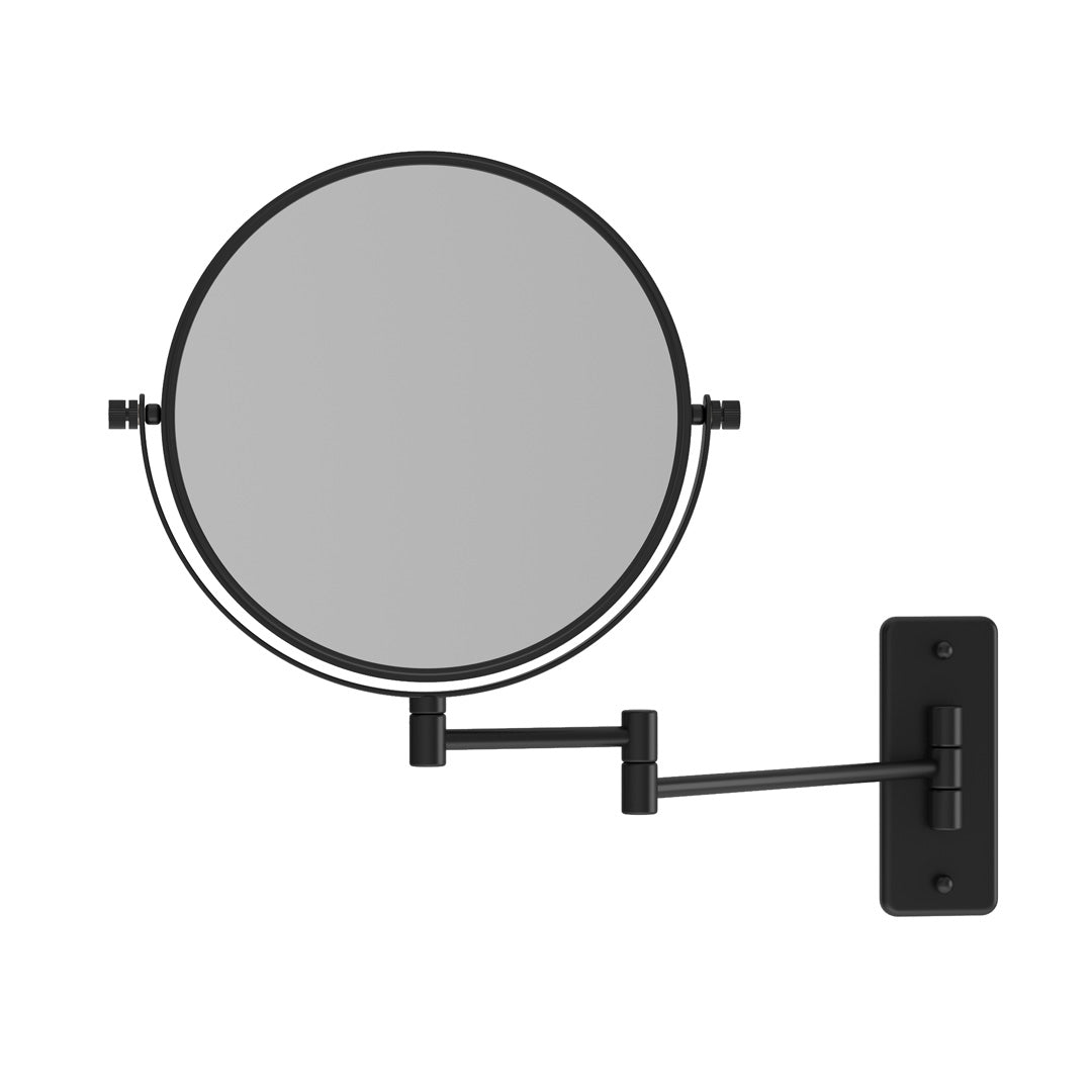 Thermogroup 1 & 5x Magnification Matt Black Wall Mounted Shaving Mirror, 200mm Diameter