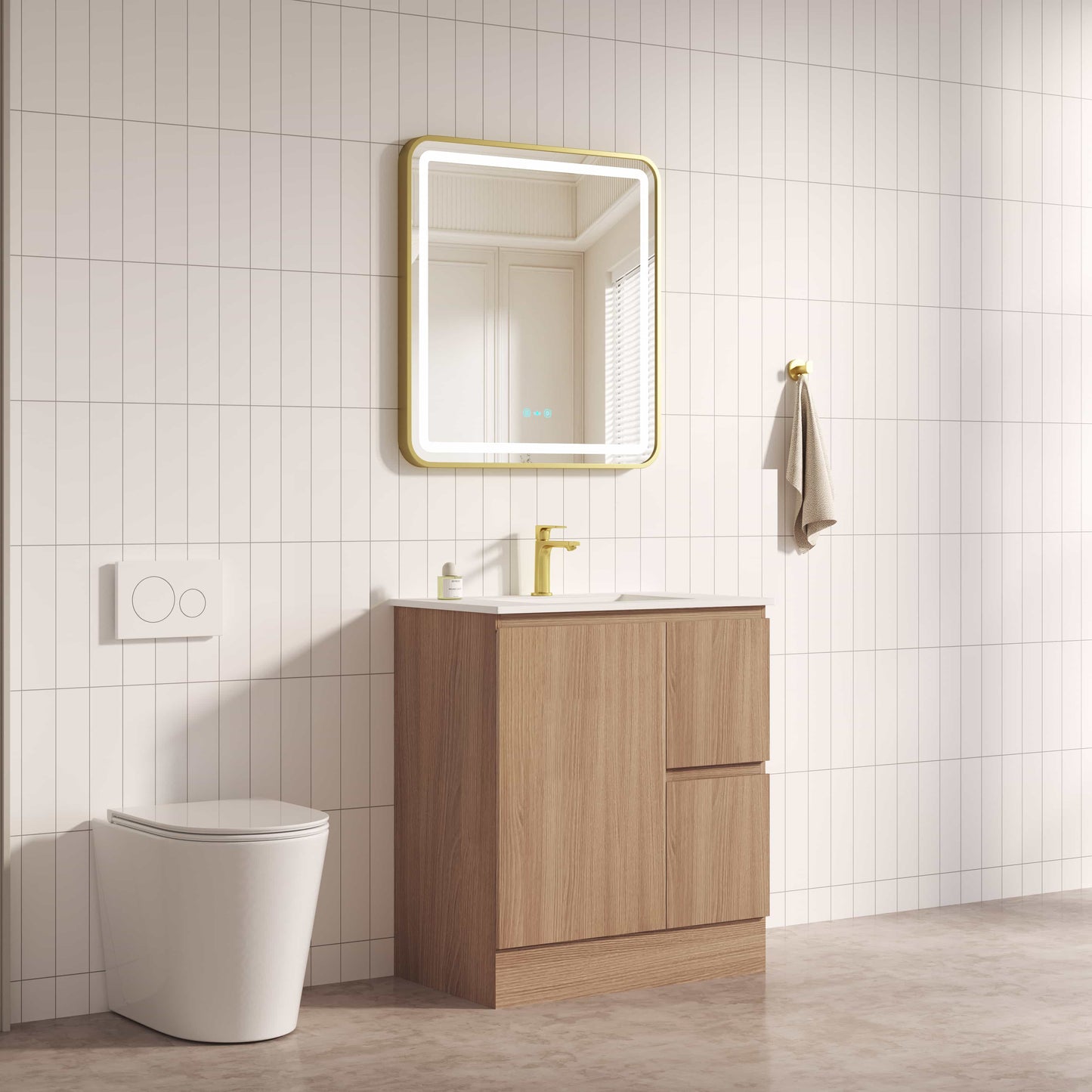 RITA 750mm Freestanding Cabinet (RHD)- Elegant Oak (+ ST-75-CA)
