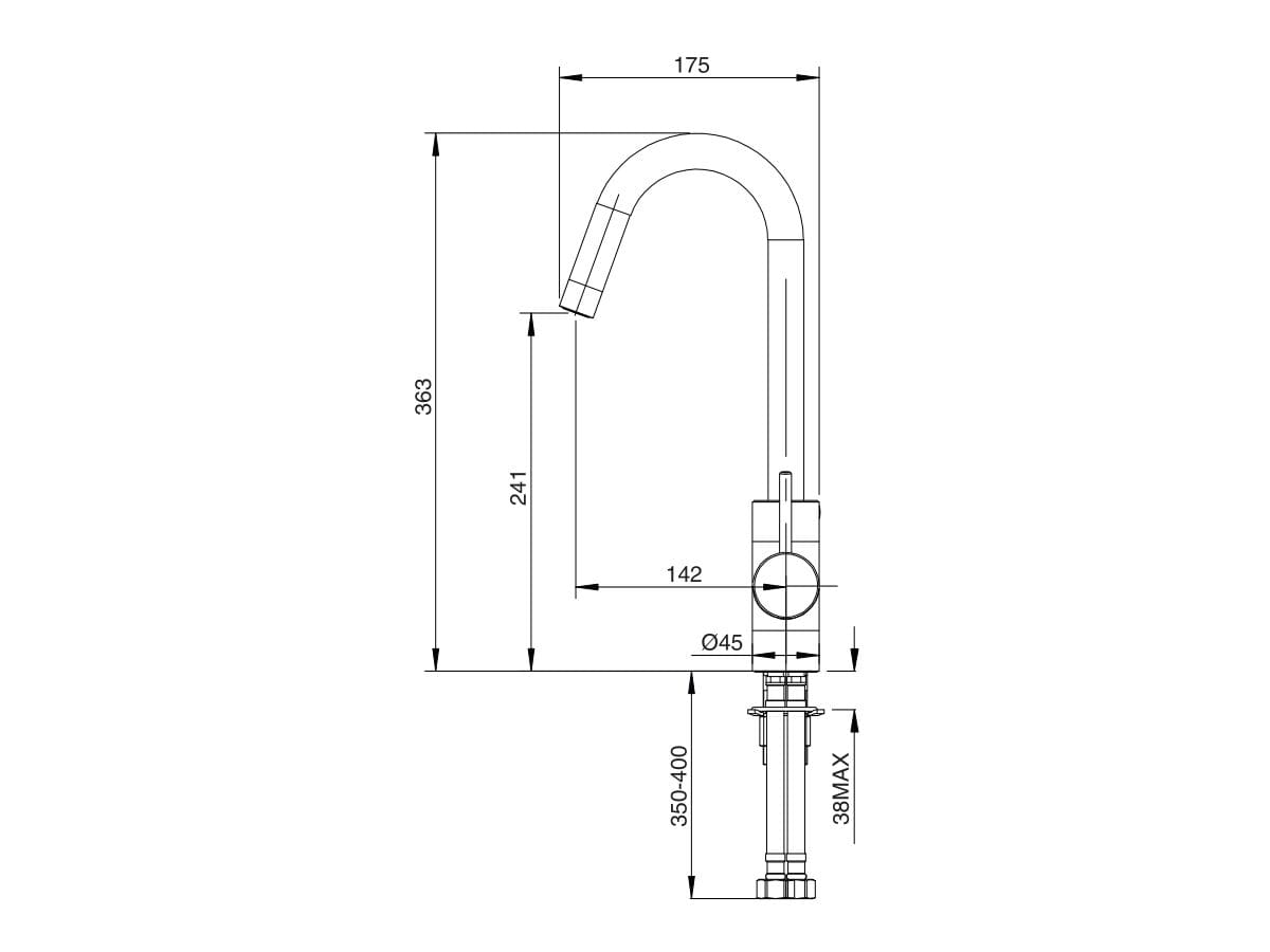 Mizu Drift Mk2 Gooseneck Sink Mixer Tap Matte Black (4 Star) 9509133 - Reno Spares