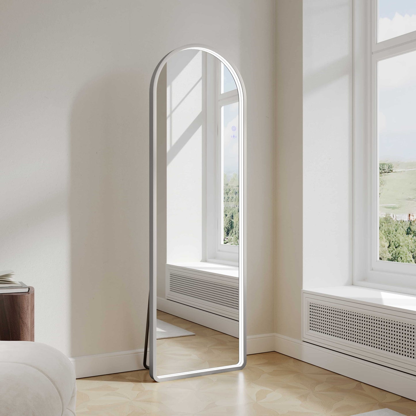 Saga 500×1600mm Freestanding LED Arch Mirror - Brushed Nickel - 500×1600mm / Brushed Nickel