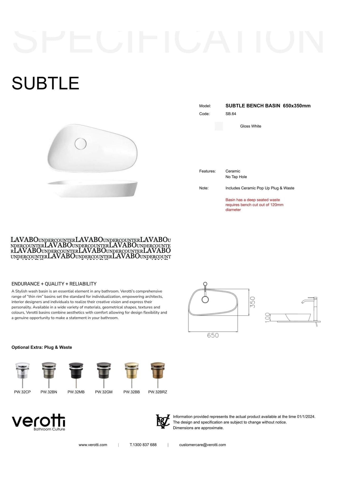 SUBTLE (W650 , D350 , H100)