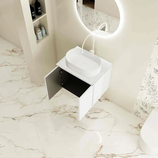 Seattle 600mm Wall-Hung Cabinet - Matt White - 600mm / Matt White Cabinet Only