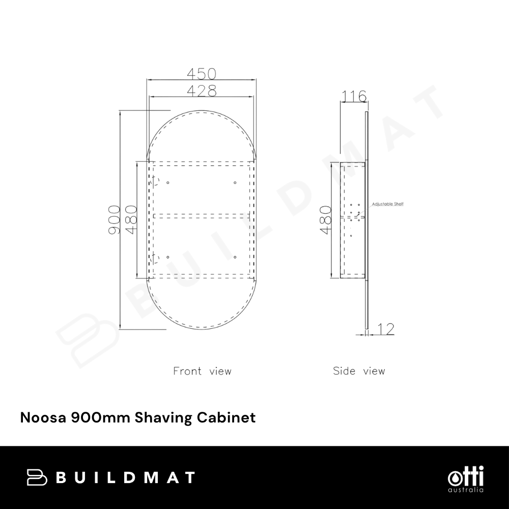 Otti Noosa 900mm Sable Walnut Shaving Cabinet