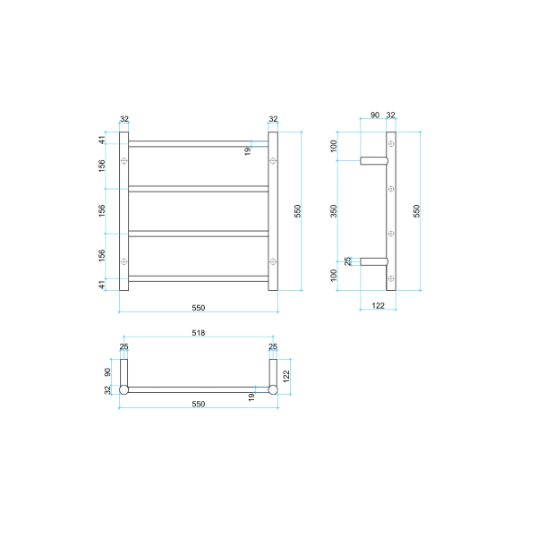 Thermorail 12Volt Round 550 Ladder Heated Towel Rail