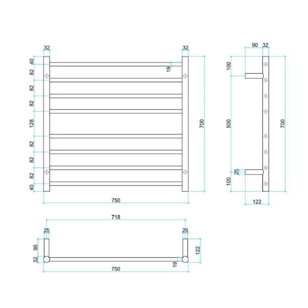 Thermorail240V Round 750 Heated Towel Rail
