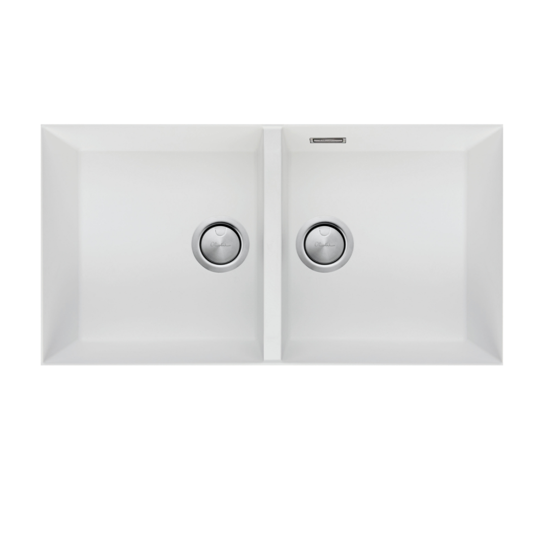 Oliveri Santorini Double Bowl Undermount Sink Includes Overflow