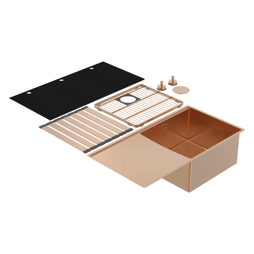 Boutique Lugano Single Bowl & Drainer Right Hand Bowl Artisan Copper