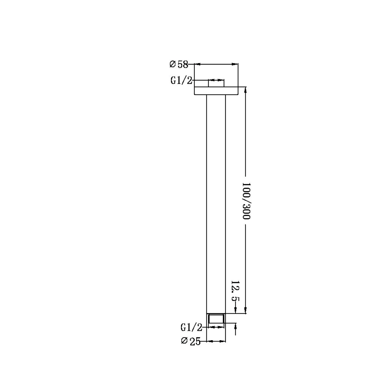 Nero Round 100mm Ceiling Shower Arm, Brushed