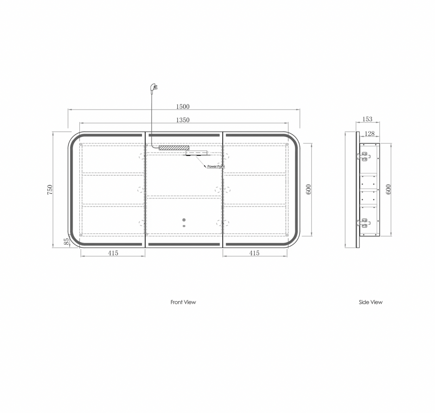 Otti Newport Natural Oak LED Mirror Cabinet 1500mm