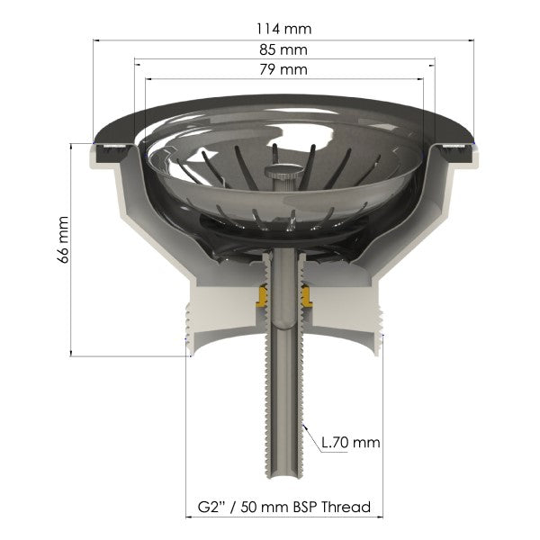 Turner Hastings 90 x 50mm Basket Waste with Long Screw