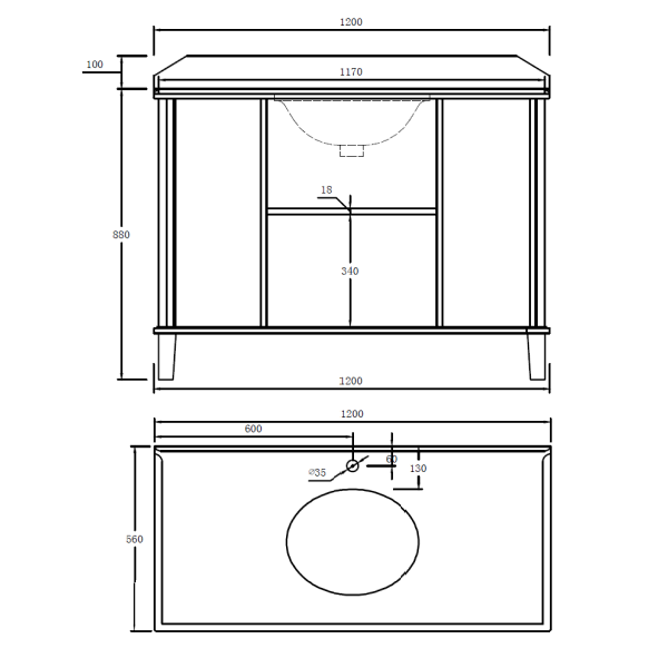 Turner Hastings Coventry 1200mm Satin Vanity, Marble Top, Single Bowl