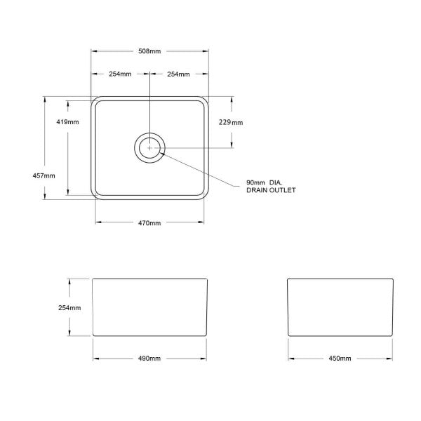 Turner Hastings Novi 50 x 46 Fireclay Single Butler Sink