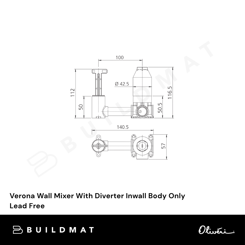 Oliveri Verona Wall Mixer Set Inwall Body Only Lead Free