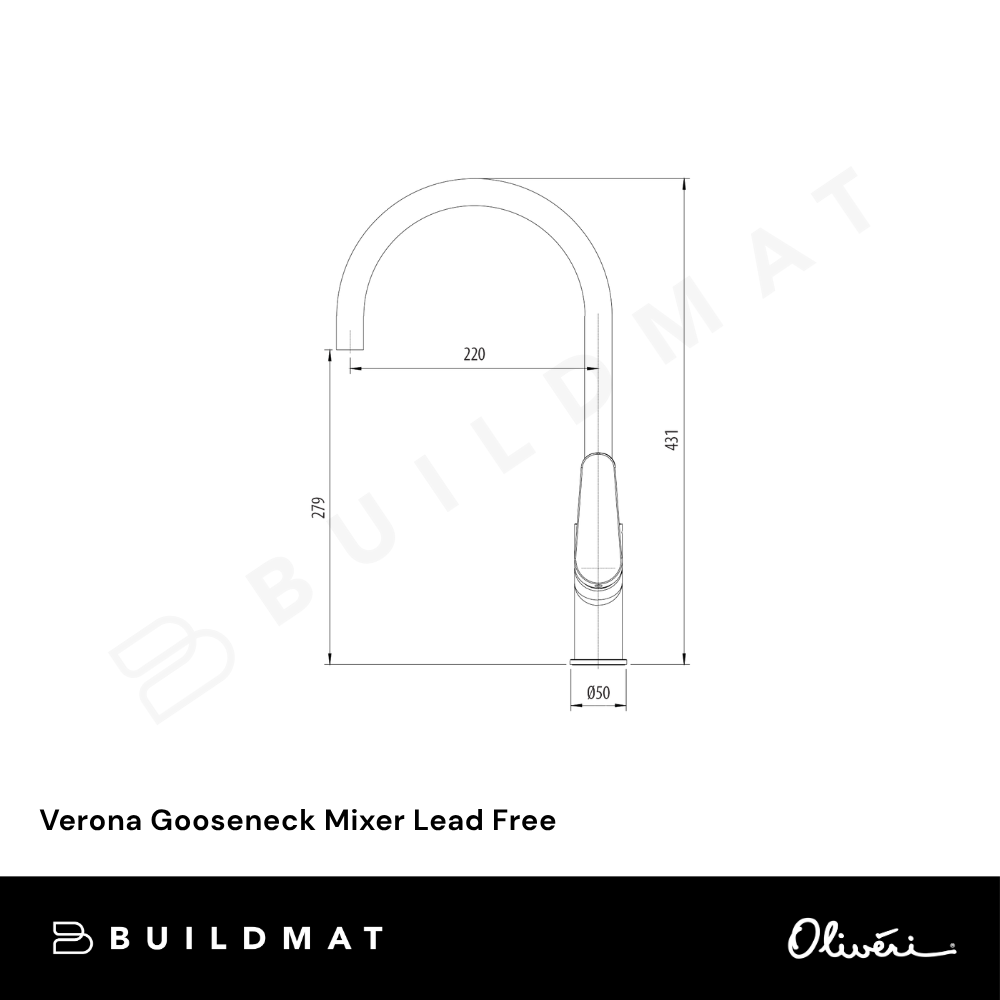 Oliveri Verona Gooseneck Mixer Brushed Nickel Lead Free