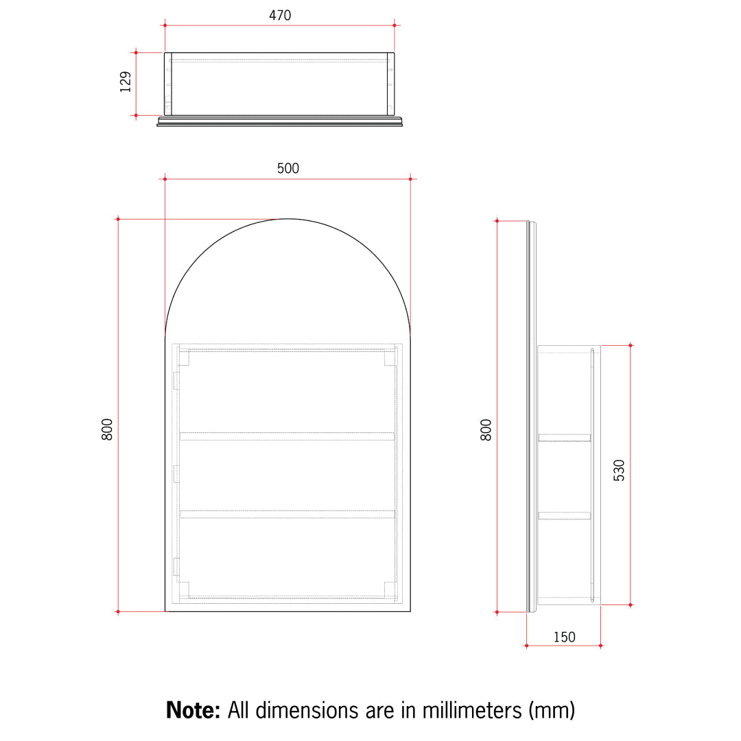 Thermogroup VC5080W Arch White Mirror Cabinet