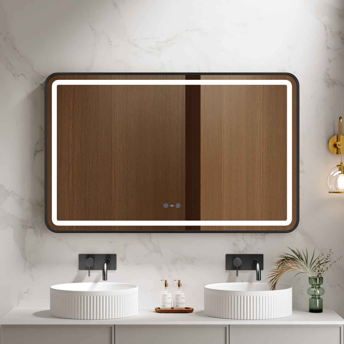 Venus 600×750 / 750×900 / 1200×750mm LED Rectangular Mirror – Matt Black Frame - 750x900mm / Matt Black