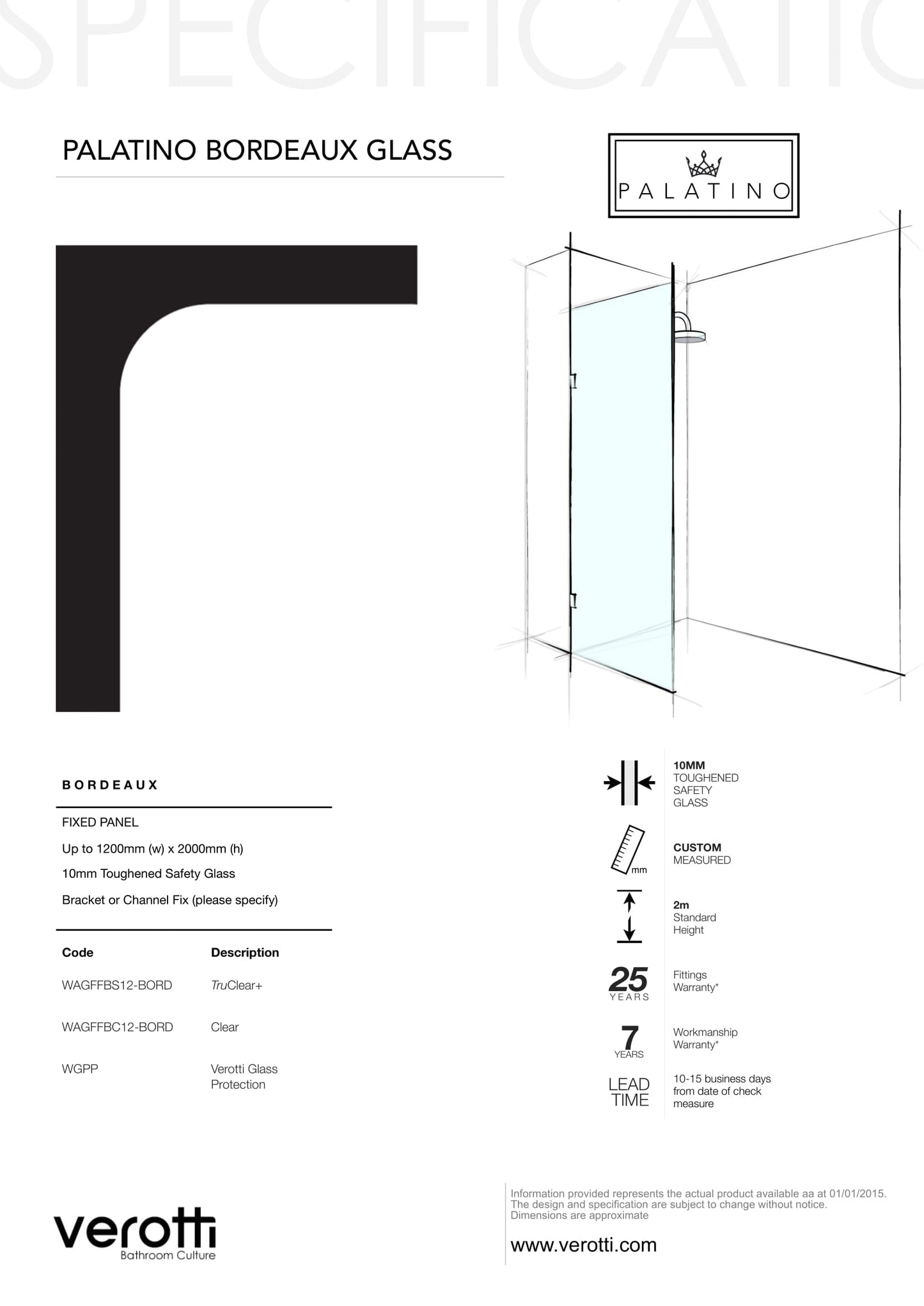 BORDEAUX - Up to 1200 x 2000 / Bronze with Black Pattern / L-Bracket Chrome