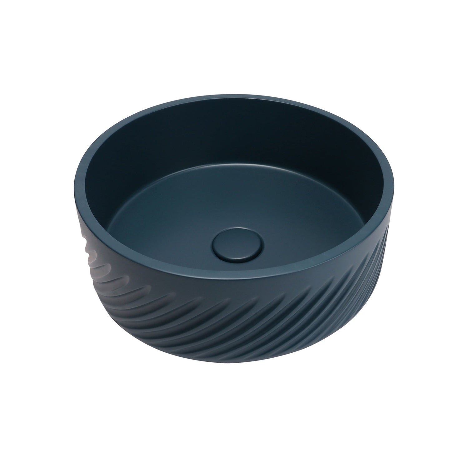 VIVO 38 Concrete Round Countertop Basin - Blue Water