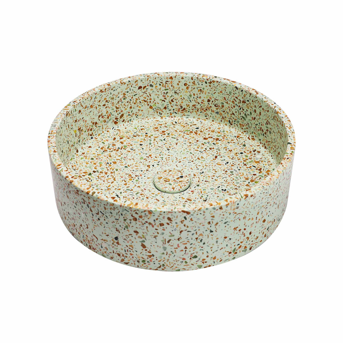 VIVO 39 Concrete Round Countertop Basin - Green Terrazzo