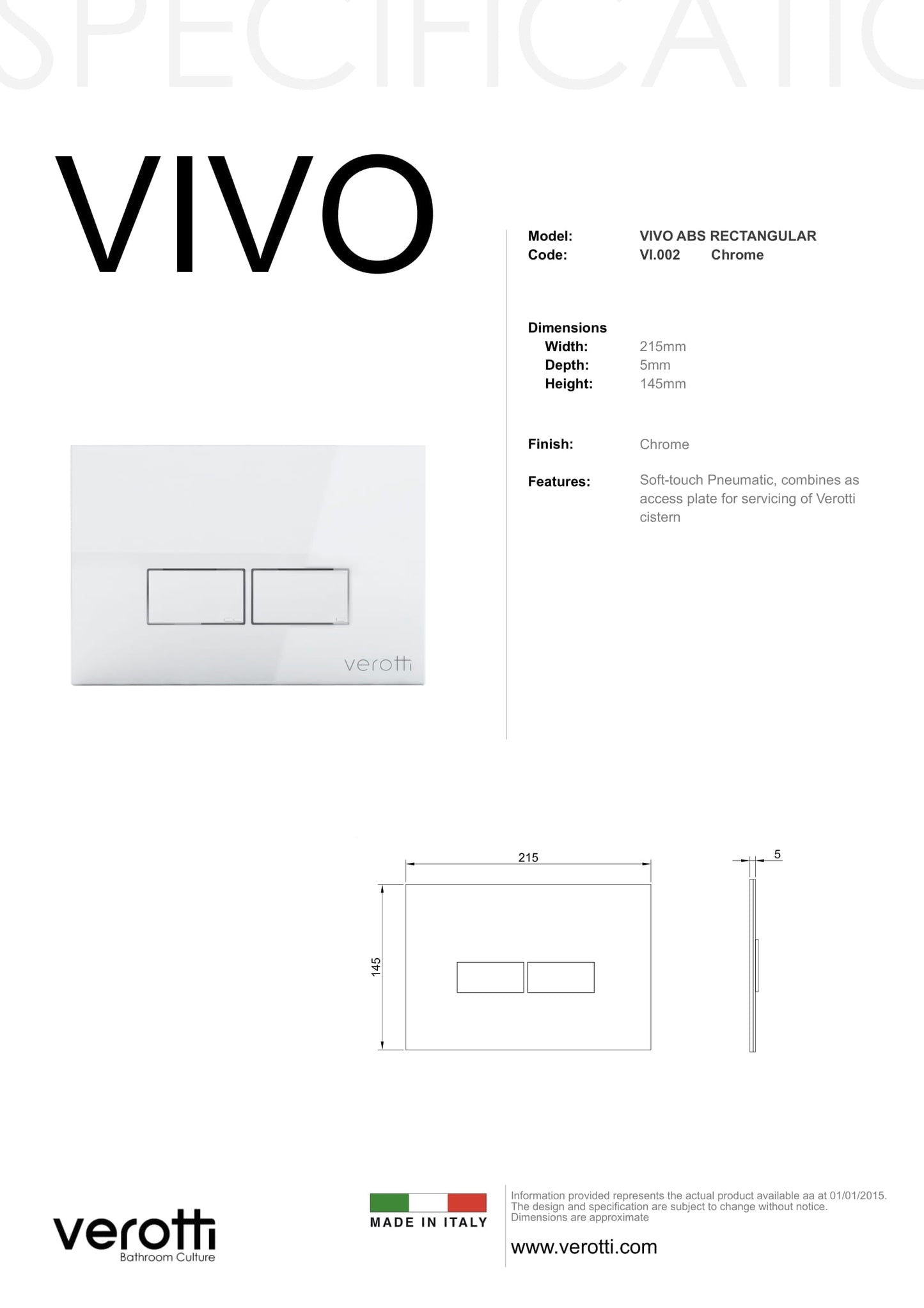 SQUARE ABS PUSHPLATE - PNEUMATIC $299.00