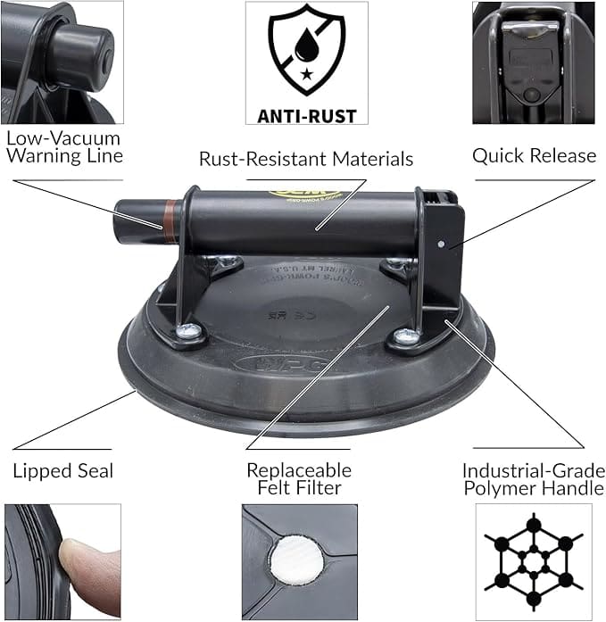 Wood'S Powr-Grip N4000 8" Flat Vacuum Cup With Abs Handle - Reno Spares
