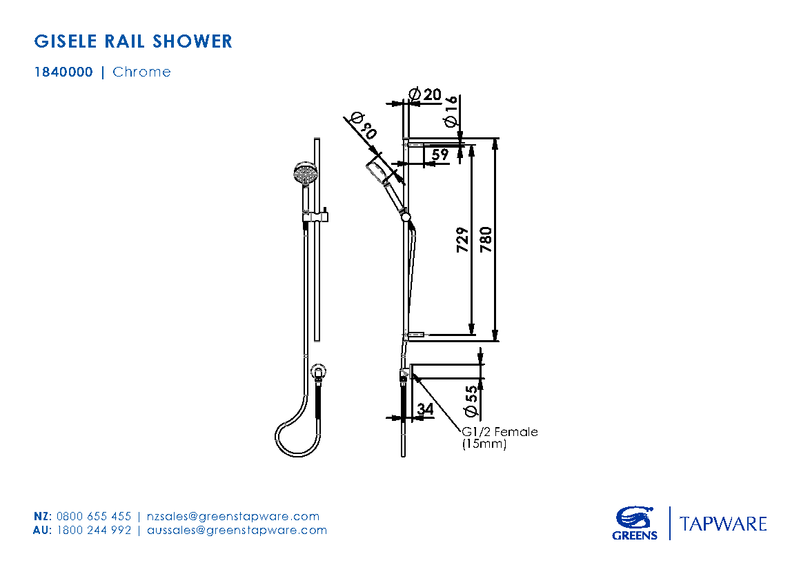 Greens Gisele Rail Shower