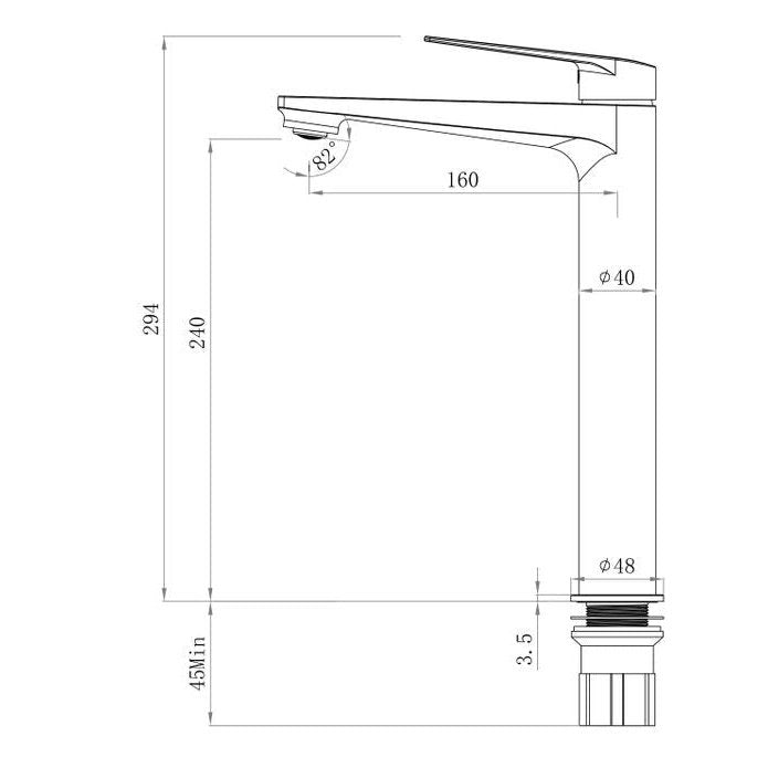 Inspire Zevio Tall Basin Mixer Brushed