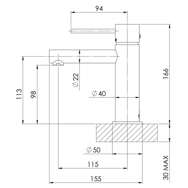 Phoenix Vivid Slimline Basin Mixer Brushed Nickel - Reno Spares