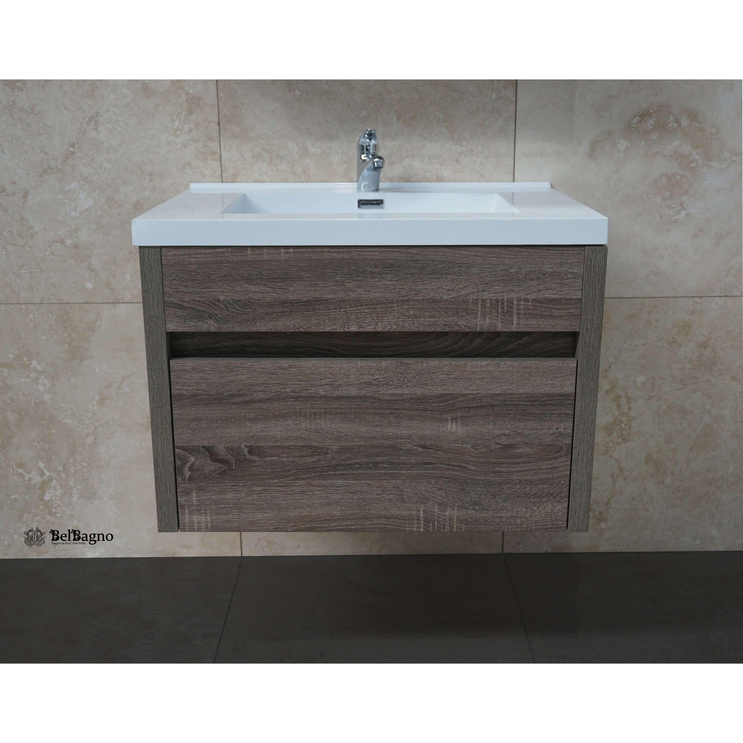 Belbagno Alexandra 760mm Wall Hung Vanity Silver Oak